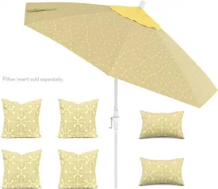 9ft Sun Master Matted White Patio Umbrella & Pillow Skins