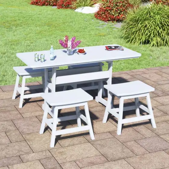 Oceanview 4 Seat Outdoor Dining Height Table Patio Set – Poly Lumber