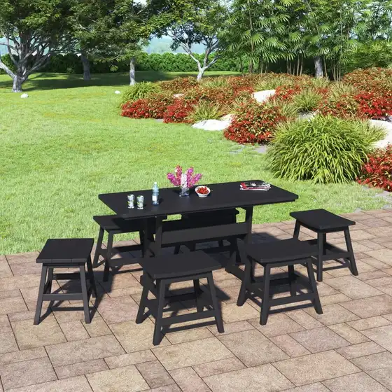 Oceanview 6 Seat Outdoor Dining Height Table Patio Set – Poly Lumber